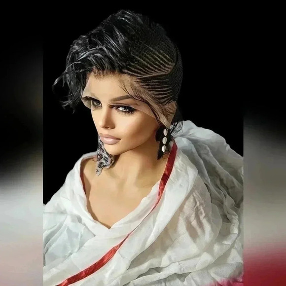 Luxurious Handmade Full Lace  braided Wig: Elegance in  Mohawk,  black  gorgeou - Picture 10 of 17